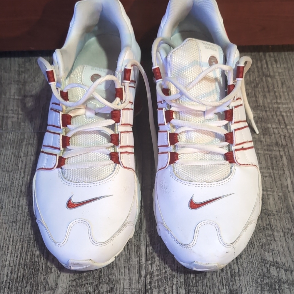 Nike Kids White Sneakers with Red Accents